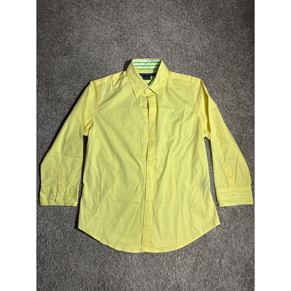 Ralph Lauren Sport Womens Yellow Stretch Cotton Button Down Shirt Size 8